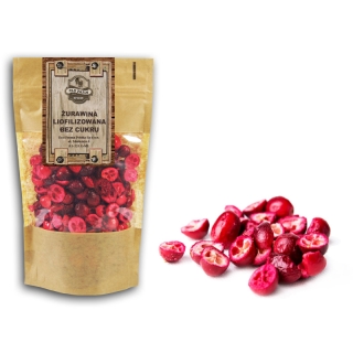 ŹURAWINA LIOFILIZOWANA 100 G POŁÓWKI ŻURAWINY 100% BEZ CUKRU
